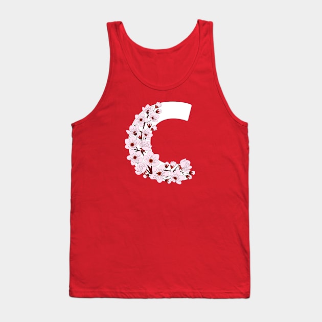 Colorful capital letter C patterned with sakura twig Tank Top by Alina